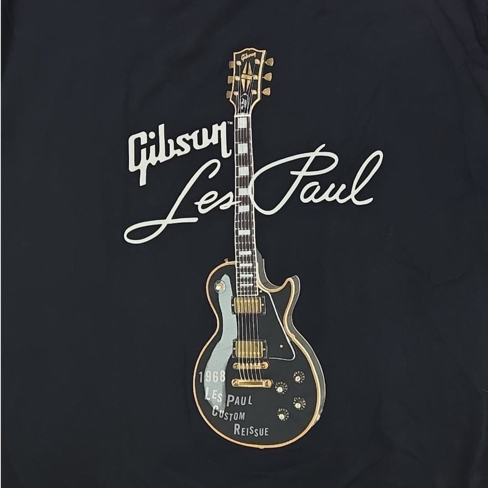 Uniqlo | Black Gibson Les Paul Guitar T-shirt | Size Large